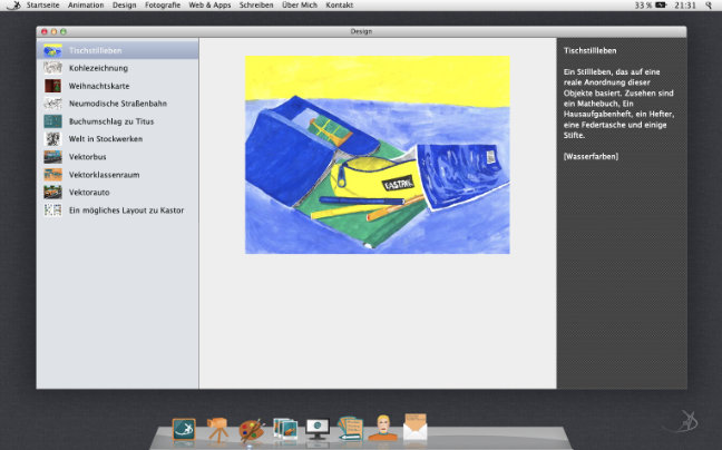 Mac OS X style portfolio webpage (German)